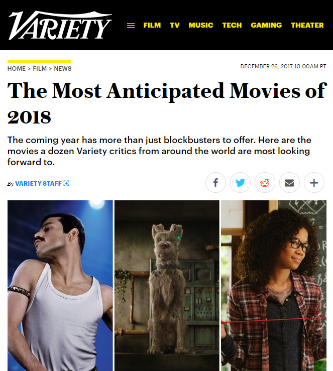 The Most Anticipated Movies of 2018
